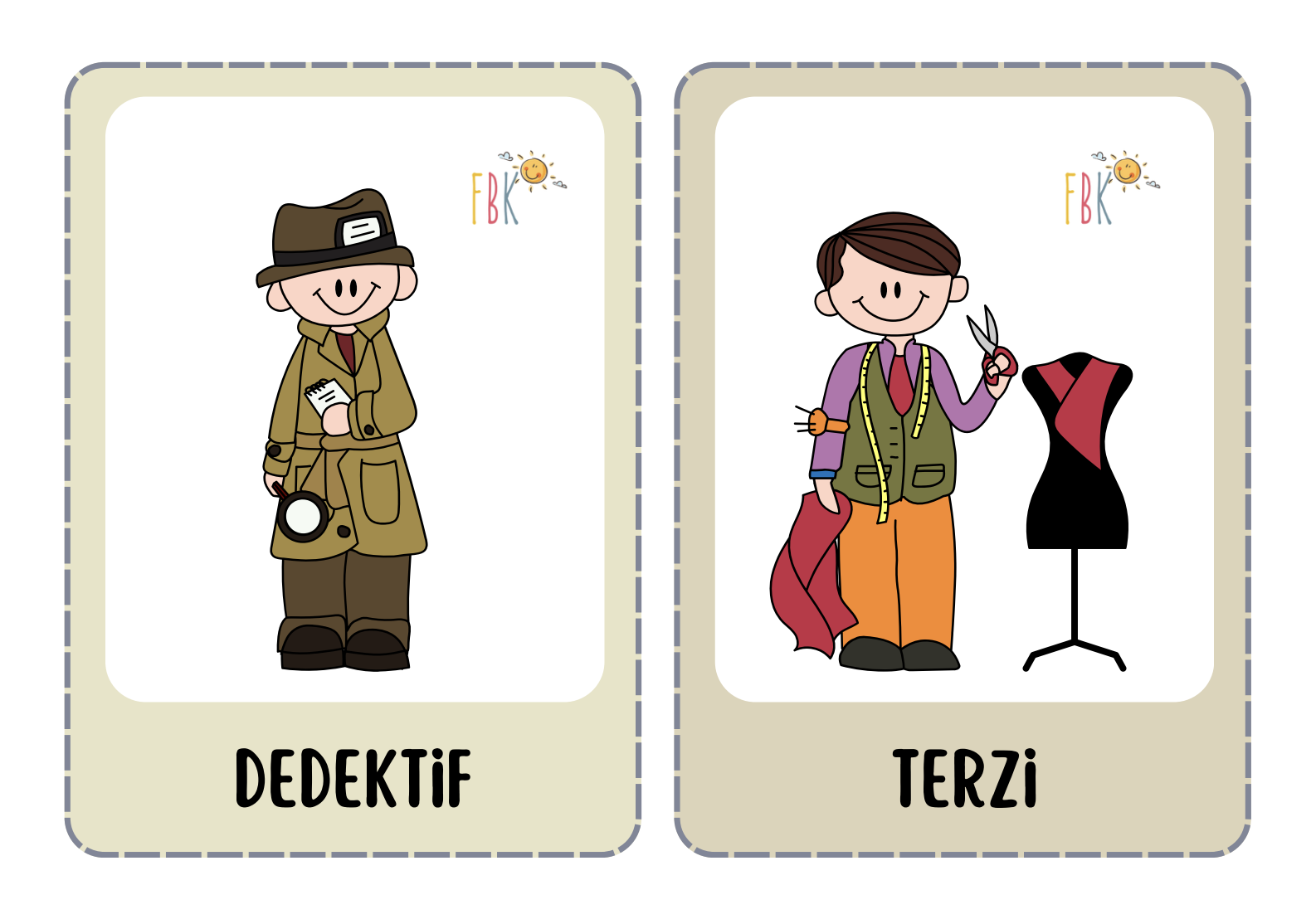 Renkli Eğitici Meslekler – Meslek Tanıma Flashcard Seti (PDF)