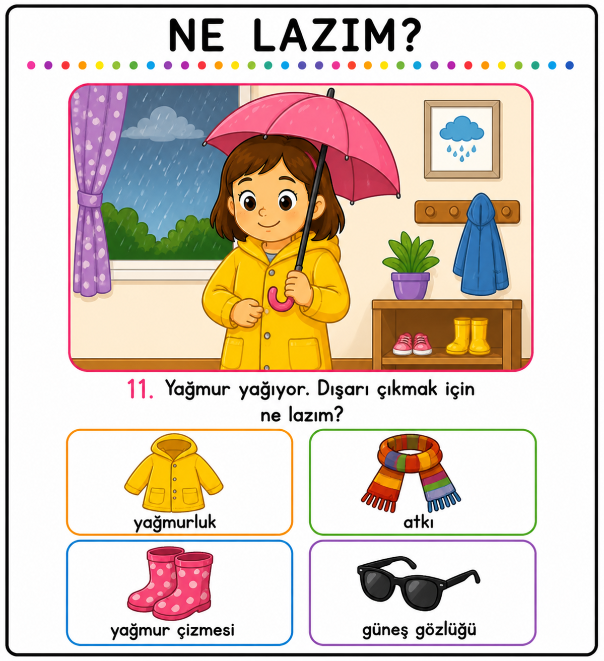 Okul Öncesi ve Özel Eğitim İçin Renkli “Ne Lazım?” Çalışması