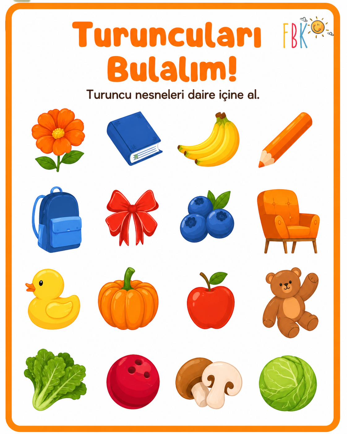 Renk Avı Etkinliği: Yeşil ve Turuncu Nesneleri Bulalım