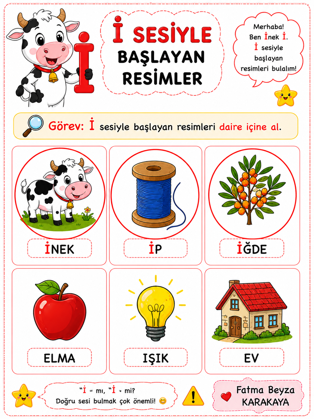 İ SESİ ÇALIŞMA SAYFALARI